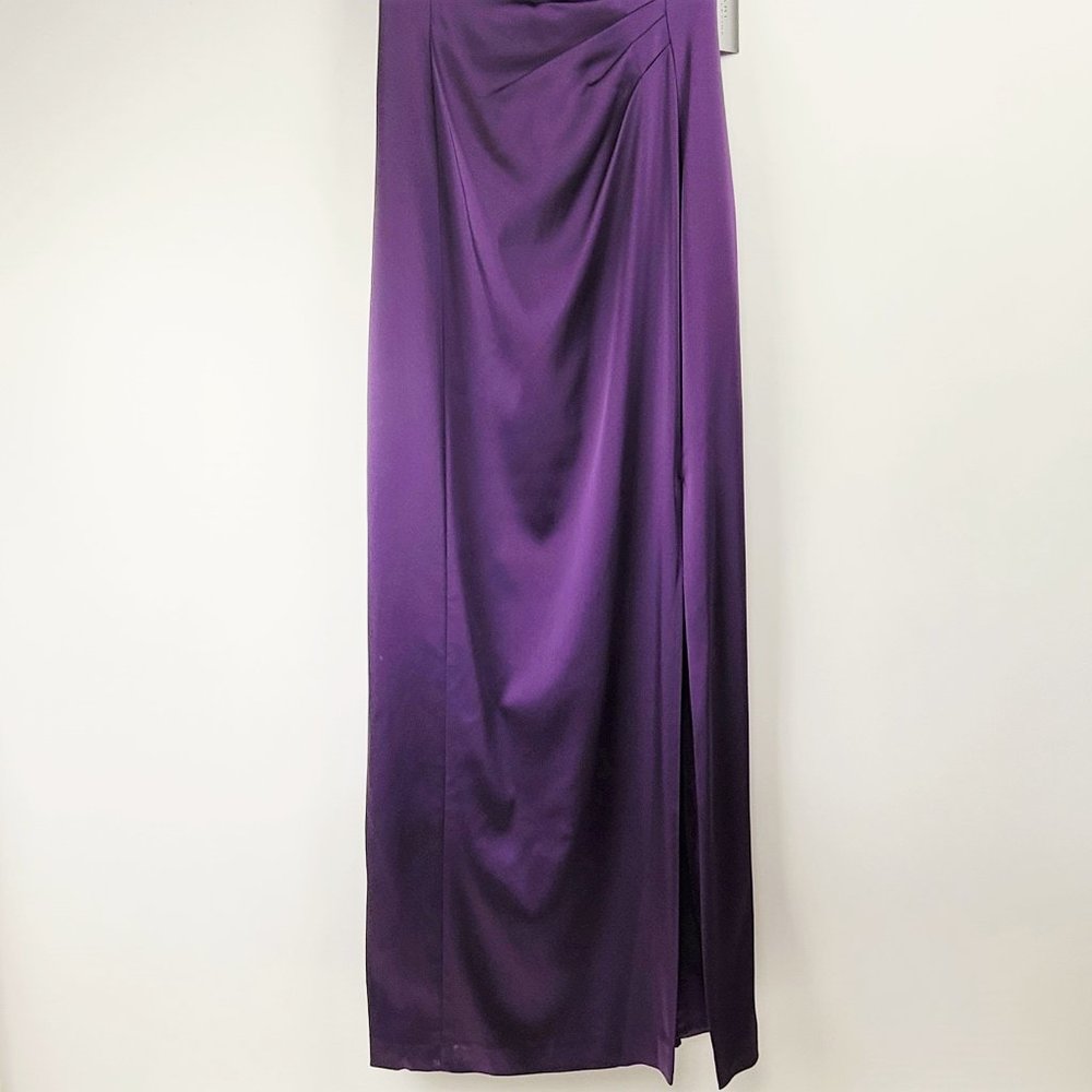 NWT TAHARI BY ASL Side Ruched Stretch Satin Gown - Picture 8 of 8